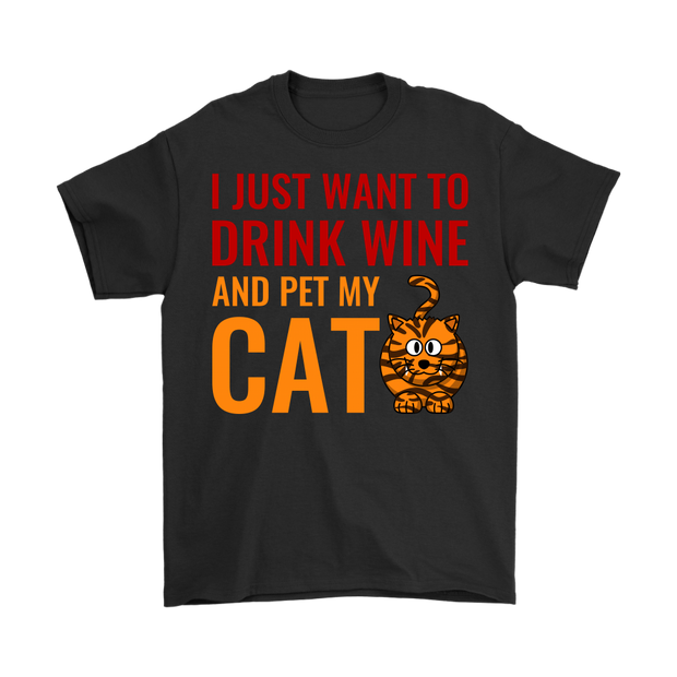 Mens - I Just Want To Drink Wine And Pet My Cat